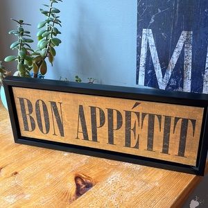 “Bon Appetit” French wooden framed sign kitchen decor farmhouse style